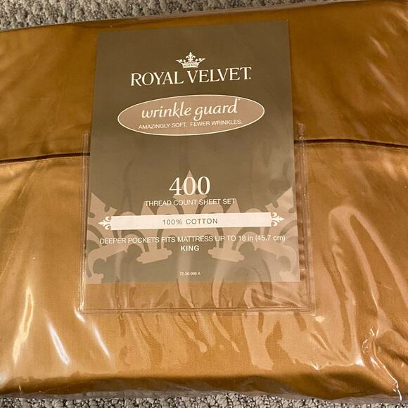 Royal Velvet 100% Cotton King Sheet Set Color Camel  Wrinkle Guard Fewer Wrinkle - Picture 1 of 4